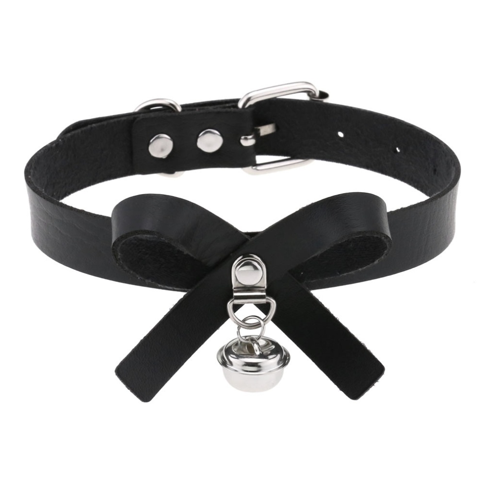 Bullet 69 - Bow Knot Bell Halsband - Schwarz/Schwarz